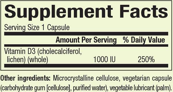 VITAMIN D3 - 1000 IU / 90 CAPSULES