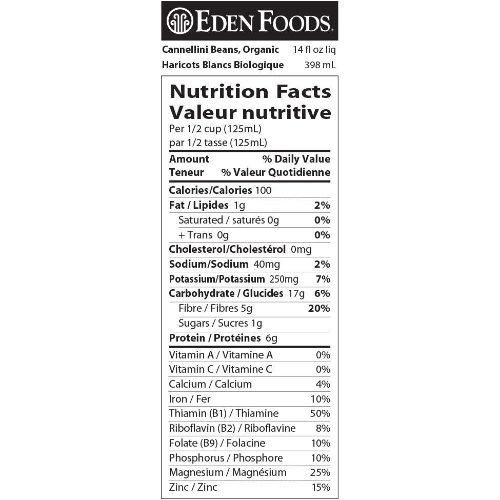 EDEN ORGANIC CANNELLINI BEANS NO SALT ADDED, 398ML