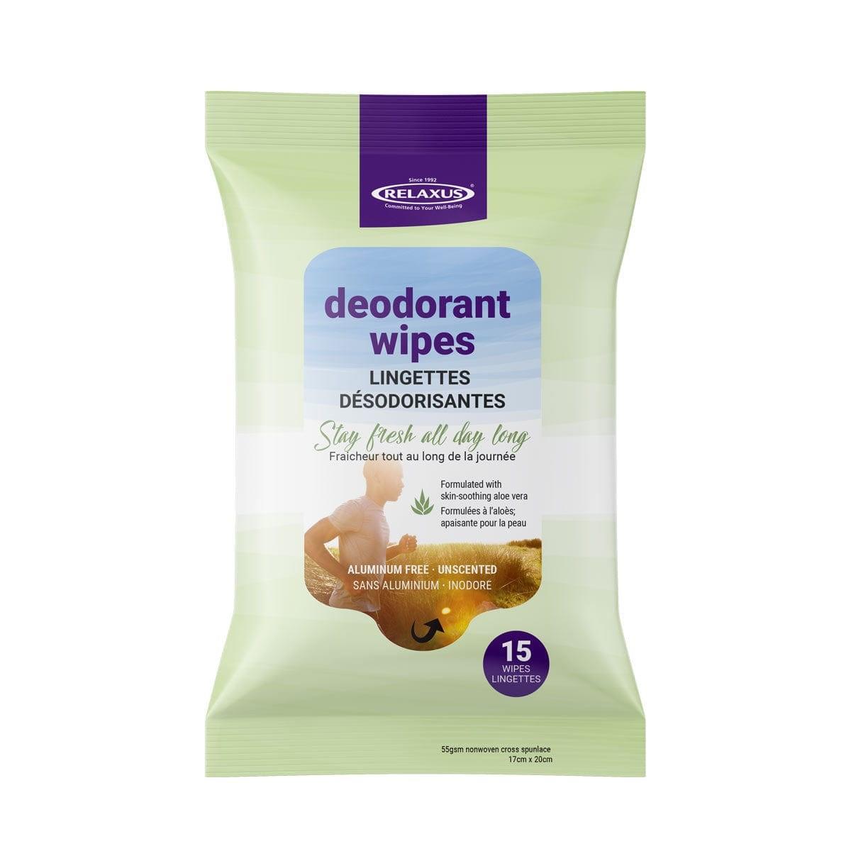RELAXUS DEODORANT WIPES - 15 WIPES