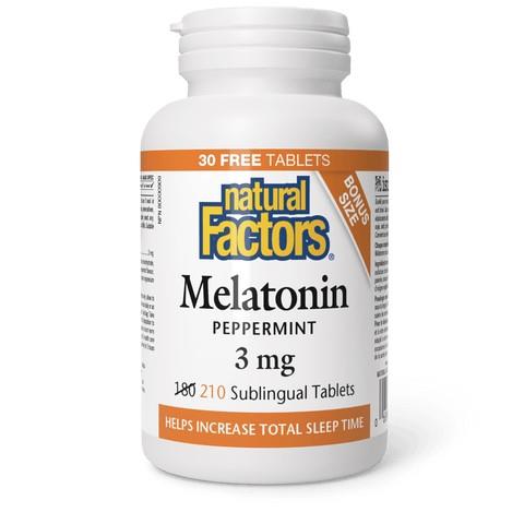 Melatonin 3mg (Peppermint flavour), BONUS (180 + 30 Tabs)