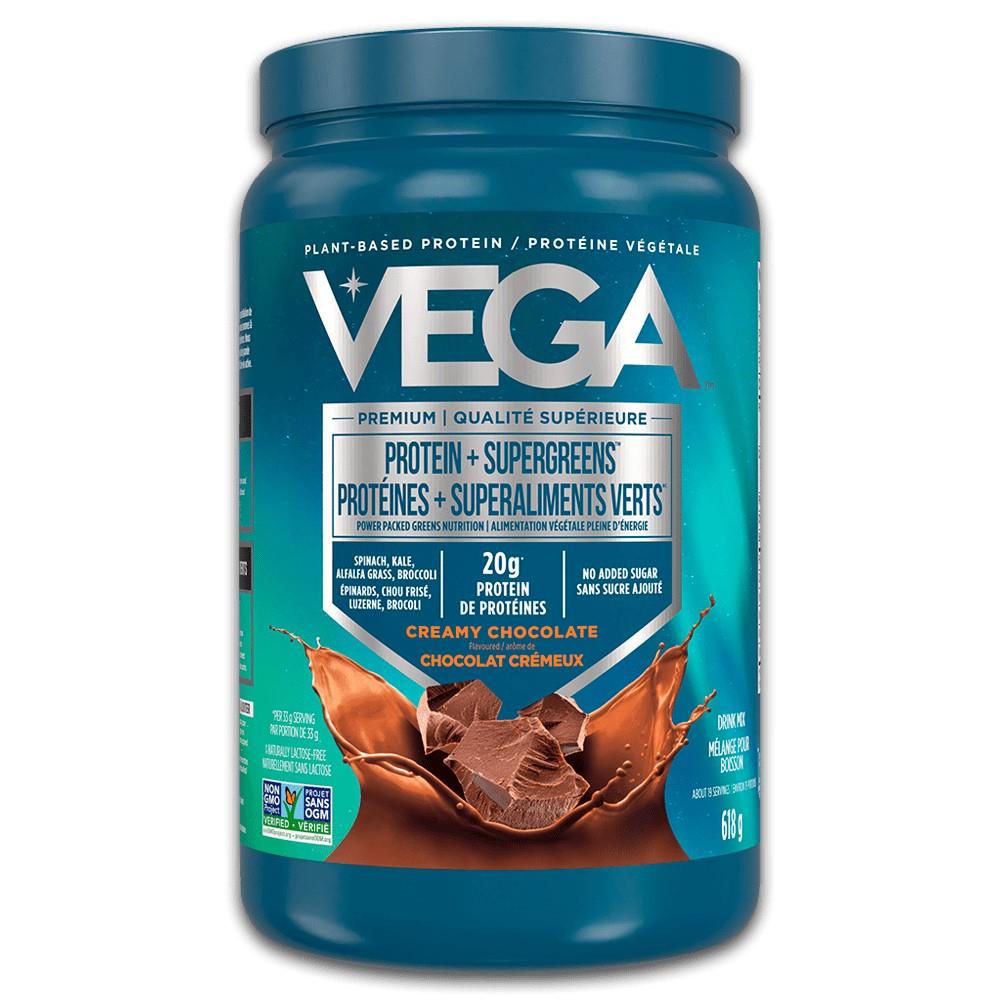 PLANT PROTEIN + SUPERGREENS - CHOCOLATE / 618g