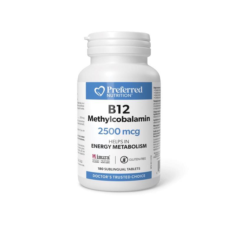 PREFERRED NUTRITION B12 METHYLCOBALAMIN - 2500mcg / 180 TABS