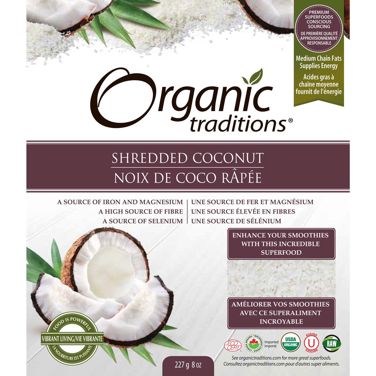 ORGANIC TRADITIONS COCONUT SHREDDED ORGANIC, 227G