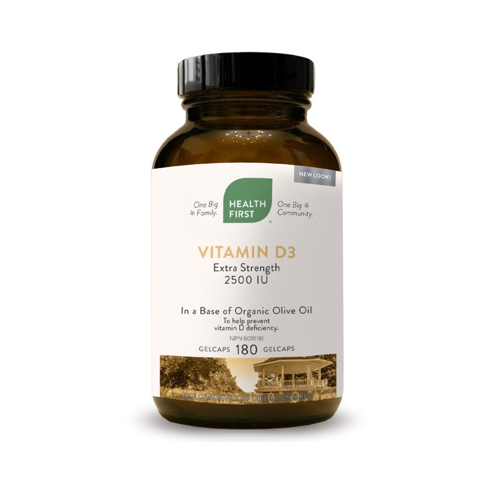 HEALTH FIRST Vitamin D3 EXTRA STRENGTH - 2500IU / 180 Tablets