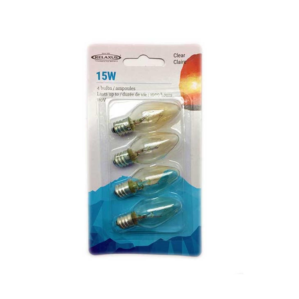 RELAXUS SALT LAMP BULBS 15W - SET OF 4, CLEAR