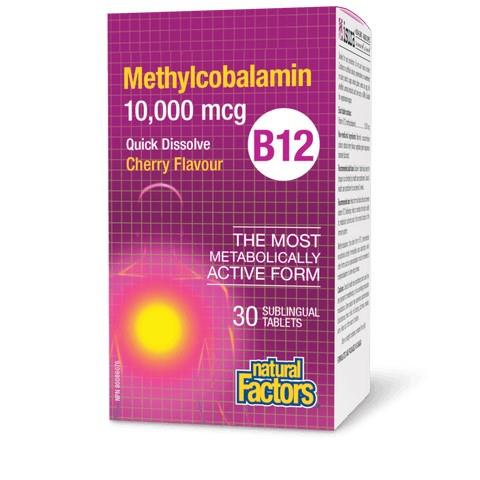 NATURAL FACTORS B12 METHYLCOBALAMIN 10,000mcg 30 TABS