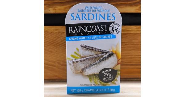 RAINCOAST SARDINES WILD PACIFIC IN SPRING WATER 120G
