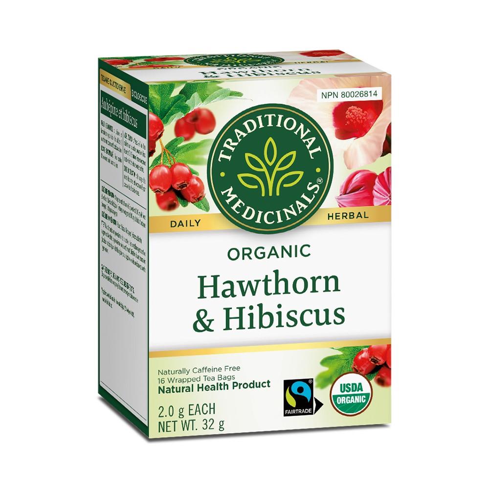 TRADITIONAL MEDICINALS TEA HAWTHORN HIBISCUS - 16 TEA BAGS