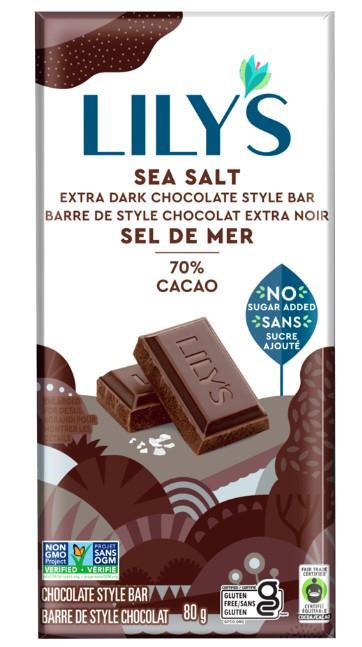 LILY'S DARK CHOC BAR SEA SALT 70% / 80g