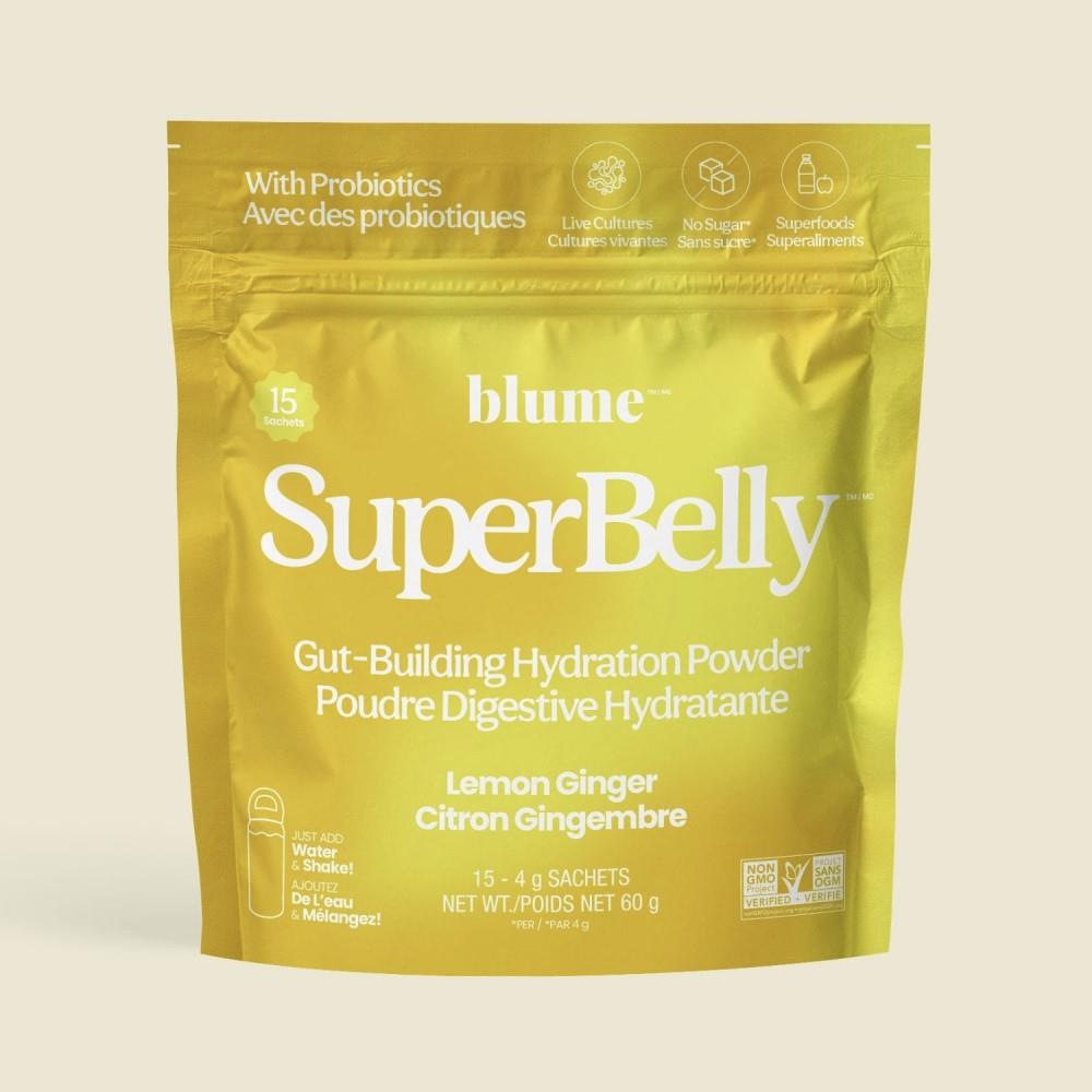 SUPERBELLY PROBIOTIC HYDRATION POWDER - LEMON GINGER / 15 PACKETS