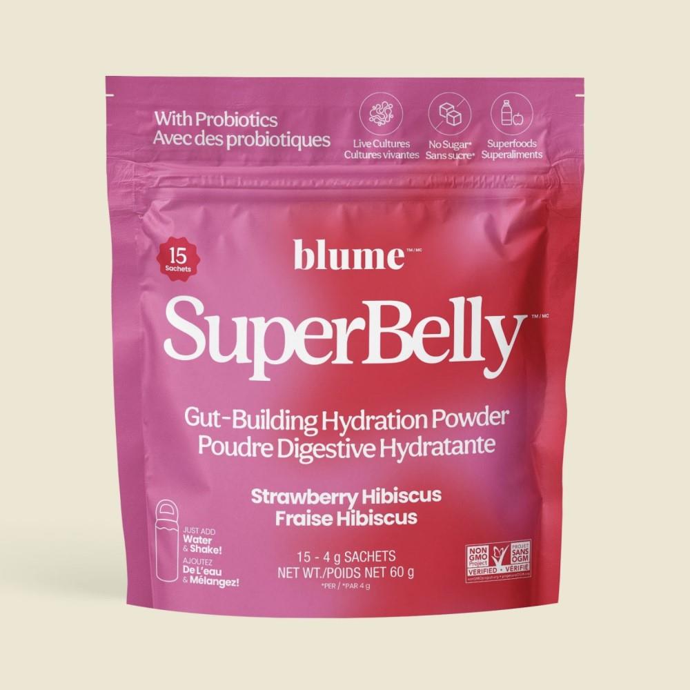 SUPERBELLY PROBIOTIC HYDRATION POWDER - STRAWBERRY HIBISCUS / 15 PACKETS