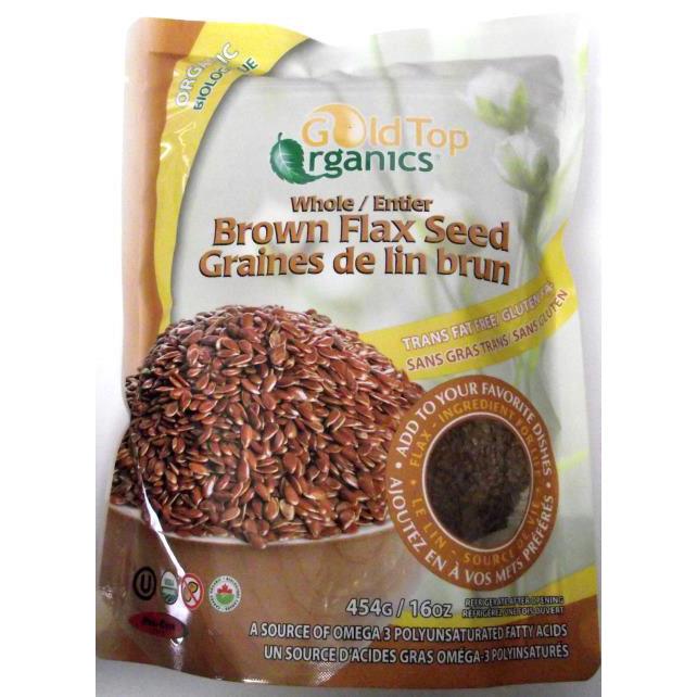 Gold Top Organics Whole Brown Flax Seed - 454g