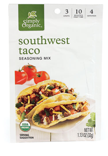SIMPLY ORGANIC SEASONING TACO ORGANIC, 32G