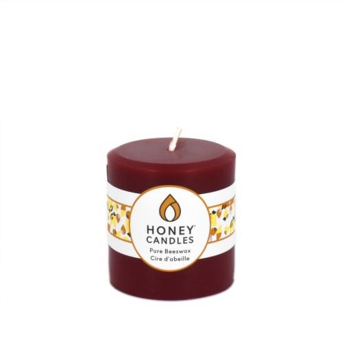 HONEY CANDLES BEESWAX RND PILLAR BURGUNDY, 3"