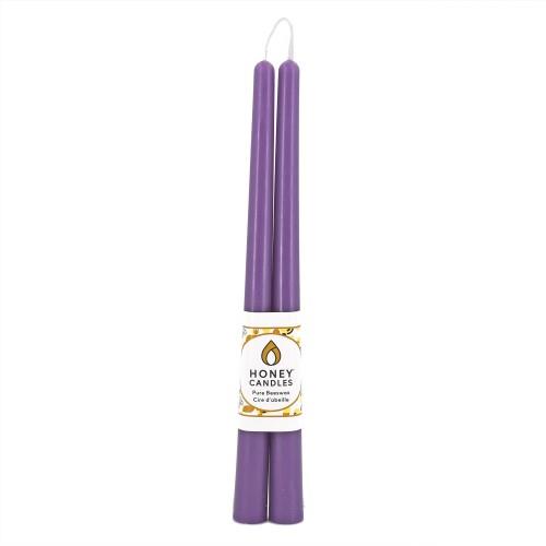 HONEY CANDLES BEESWAX TAPER CROCUS, 12" PAIR