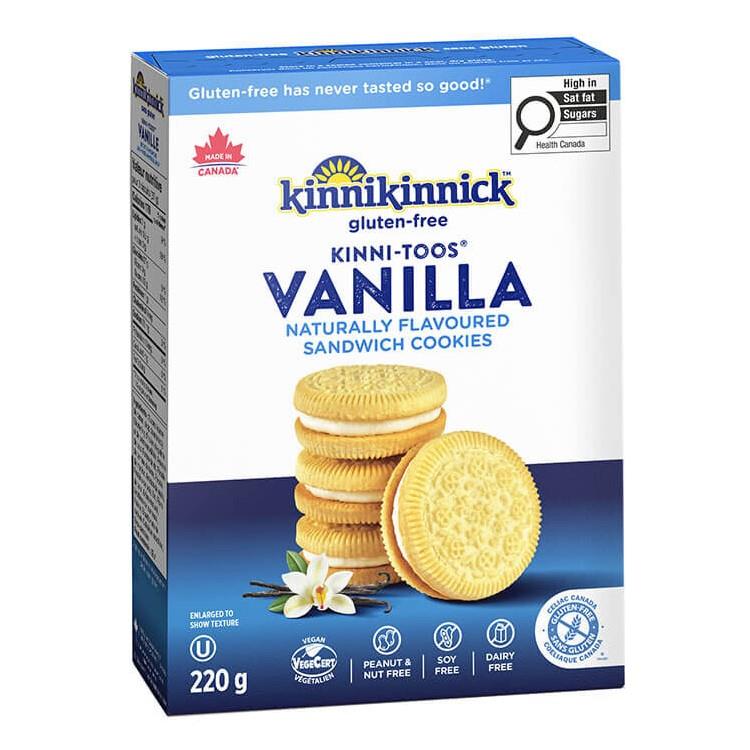 KINNIKINNICK COOKIES VANILLA SANDWICH, 220G