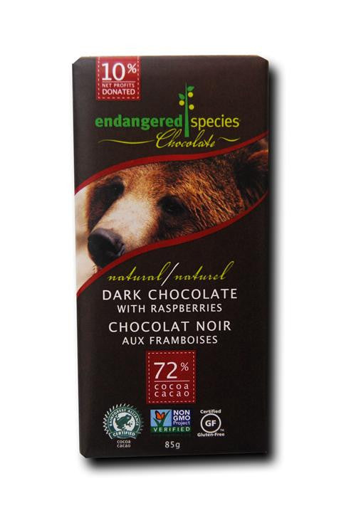 ENDANGERED SPECIES CHOCOLATE CHOCOLATE DARK RASPBERRY, 85G