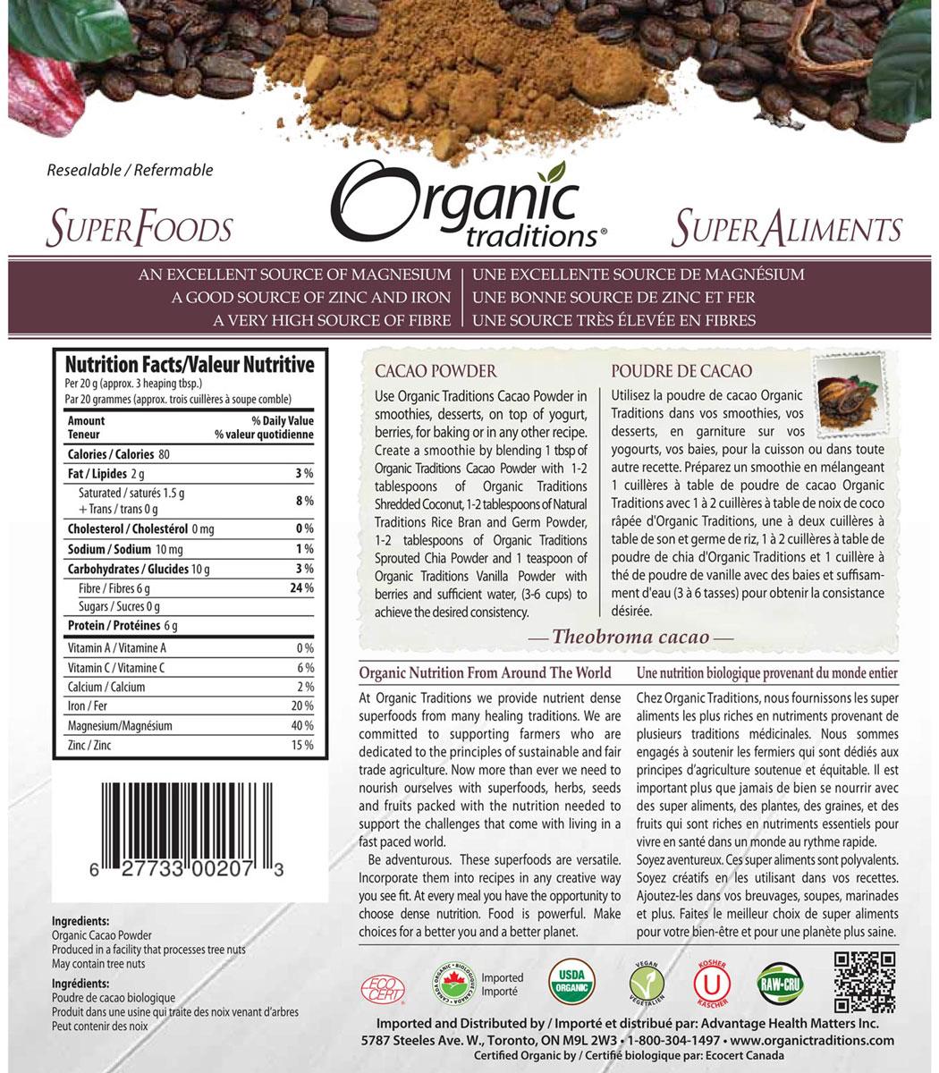 Organic traditions hotsell cacao powder