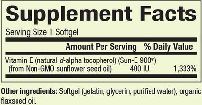 Whole Earth & Sea Sunflower Vitamin E, 400IU, 90 Softgels