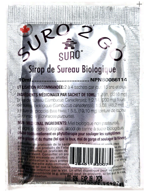 SURO ELDERBERRY SYRUP 2 GO - 20x10ml SACHETS