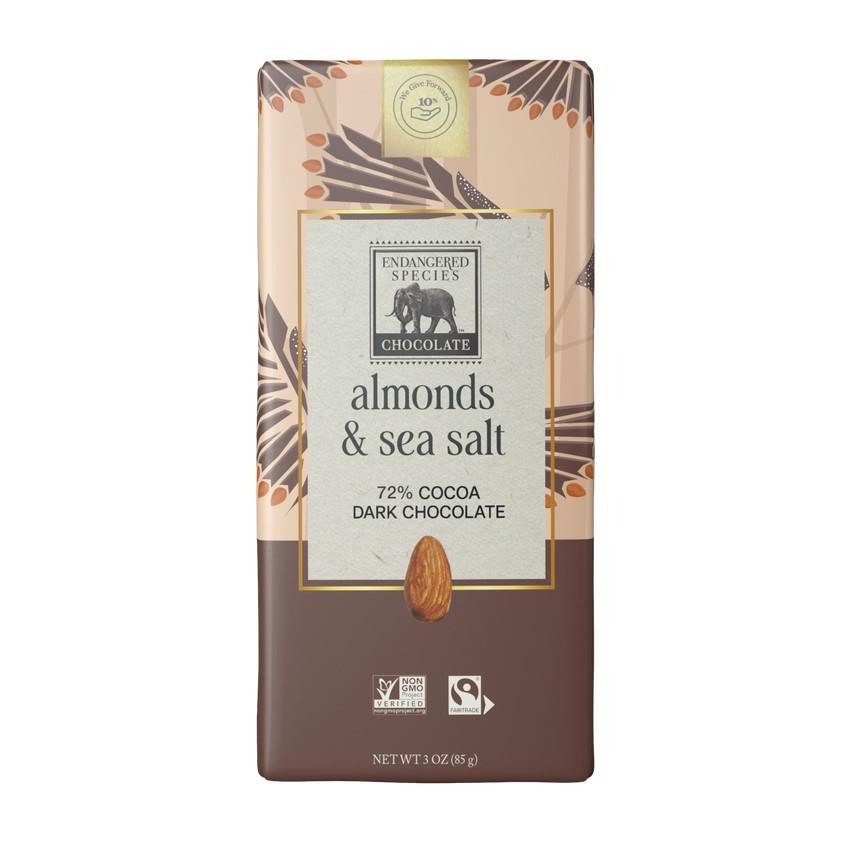 ENDSPE DARK CHOC ALMONDS & SEA SALT - 72% / 85g