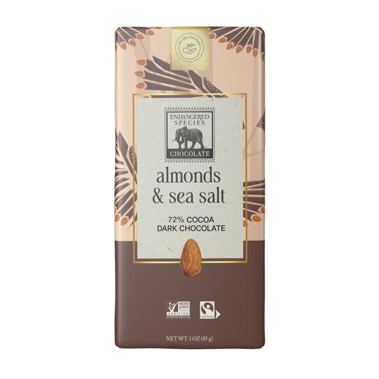 ENDSPE DARK CHOC ALMONDS & SEA SALT - 72% / 85g