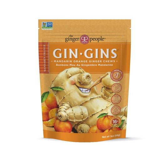 THE GINGER PEOPLE MANDARIN ORANGE GIN GINS GINGER CHEWS - 84g