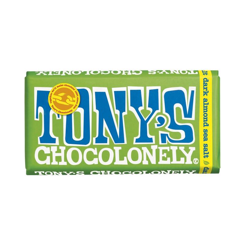 TONY'S CHOCOLONEY ALMOND SEA SALT DARK CHOCOLATE BAR - 180g
