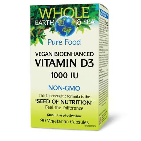 Whole Earth & Sea Vegan Vitamin D3, 1000IU, 90 VCaps