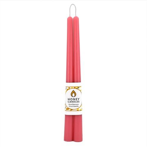 HONEY CANDLES BEESWAX TAPER PARIS PINK, 12" TAPER