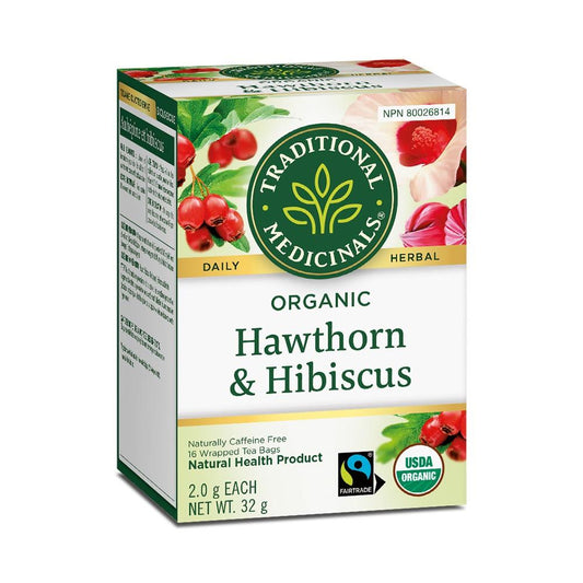 TRADITIONAL MEDICINALS TEA HAWTHORN HIBISCUS - 16 TEA BAGS