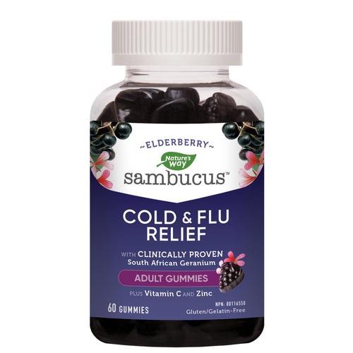 NATURE'S WAY SAMBUCUS COLD & FLU RELIEF 60 GUMMIES