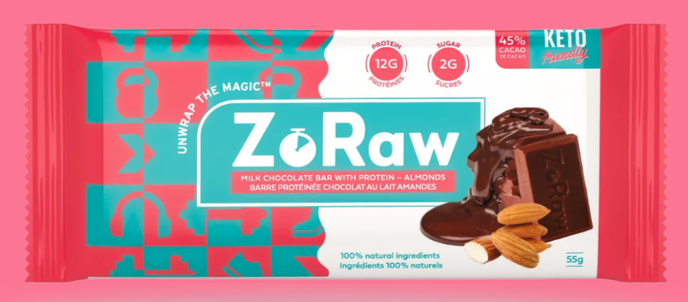 ZORAW MILK/ALM CHOC BAR PROTEI 45 % CACAO