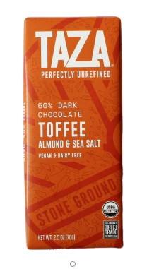 TAZA DARK CHOC BAR TOFFEE 70g