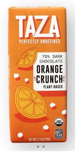 TAZA DARK CHOC BAR ORANGE 70g