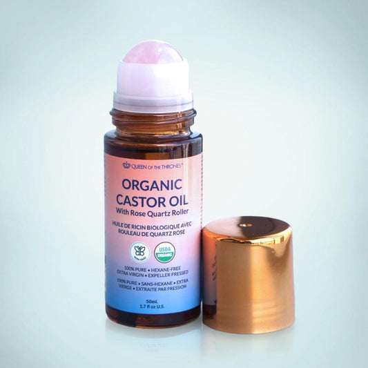 QOT CASTOR OIL ROLLER ROSE QUARTZ / 50ml