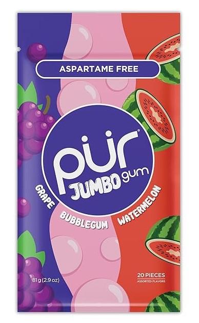 PUR GUM JUMBO GRAPE/BUBBLEGM/W 81g