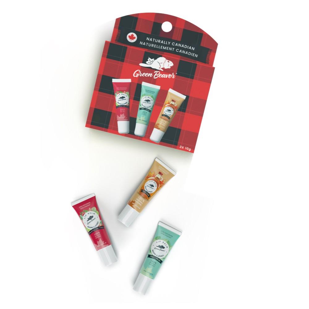LIP BALM SET - STRAWBERRY / MINT / MAPLE / 3x10g