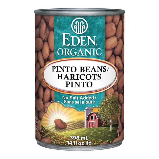 EDEN ORGANIC PINTO BEANS NO SALT, 398ML