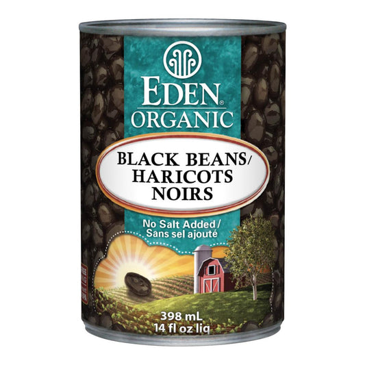 EDEN ORGANIC BLACK BEANS NO SALT, 398ML