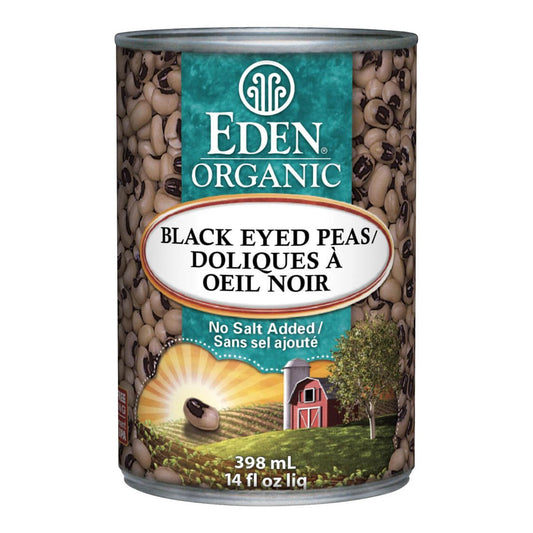 EDEN ORGANIC BLACK EYED PEAS NO SALT, 398ML