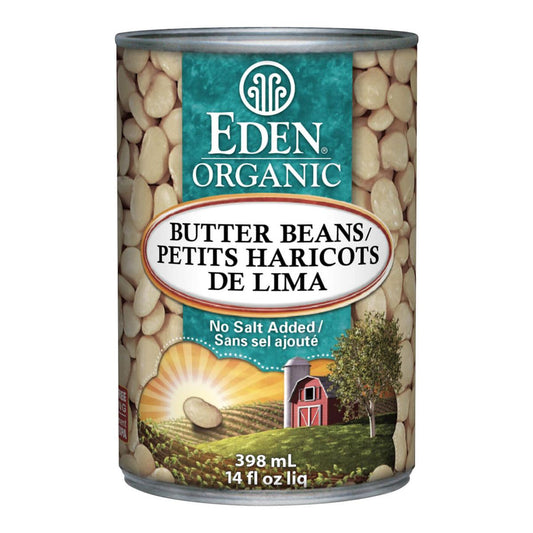 EDEN ORGANIC BUTTER BEANS NO SALT, 398ML