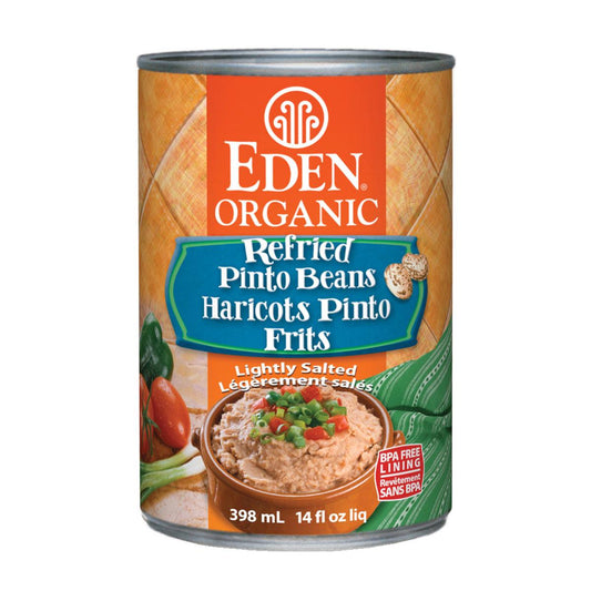 EDEN ORGANIC PINTO BEANS REFRIED, 398ML