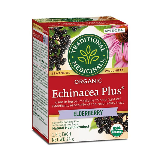 TRADITIONAL MEDICINALS TEA ECHINACEA PLUS ELDERBERRY - 16 TEA BAGS