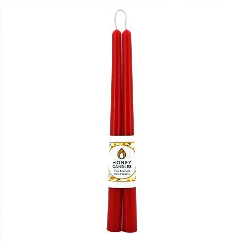 HC BEESWAX TAPER RED - 12" PAIR