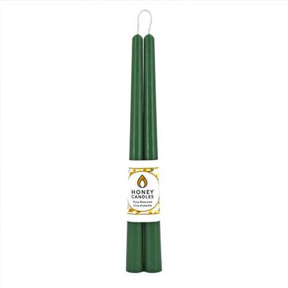 HONEY CANDLES BEESWAX TAPER GREEN, 12" PAIR