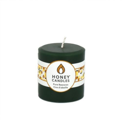 HONEY CANDLES BEESWAX RND PILLAR GREEN, 3"
