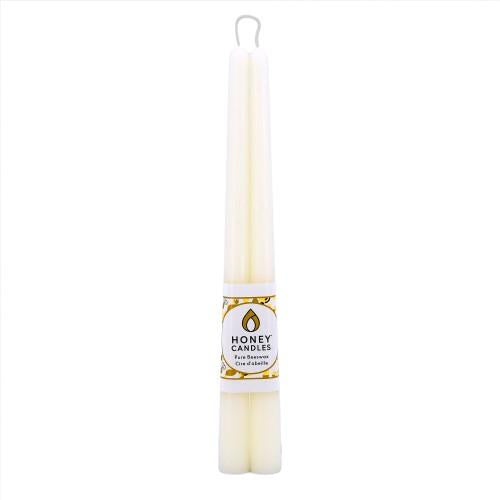 HONEY CANDLES BEESWAX TAPER PEARL, 12" PAIR