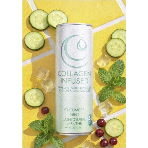 SPARKLING WATER w COLLAGEN - CUCUMBER MINT / 355ml