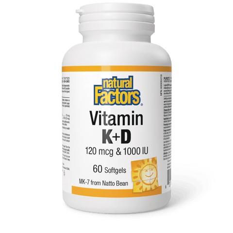 Vitamin K (120mcg) & D (1000IU), 60 softgels